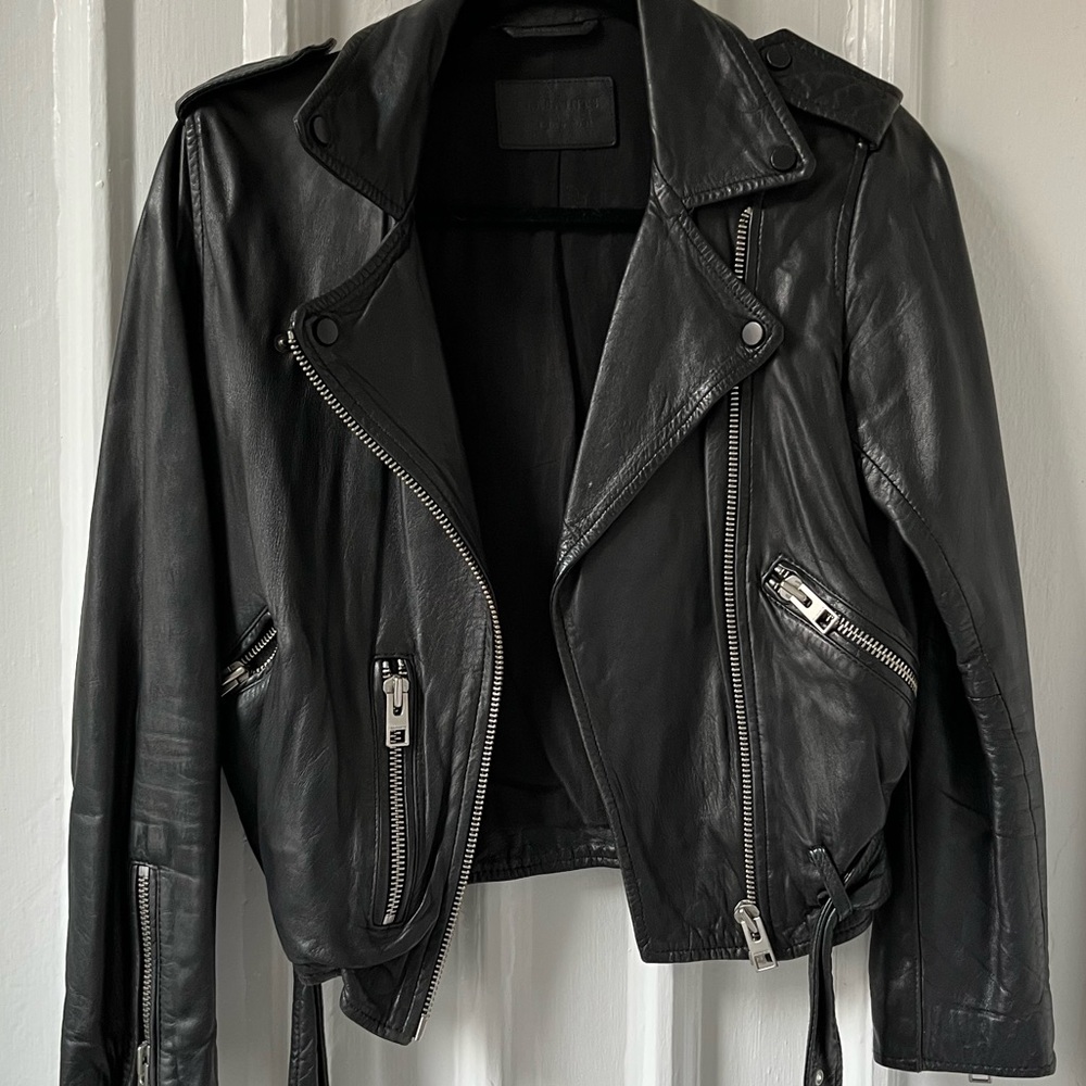 AllSaints Black Leather Moto Jacket